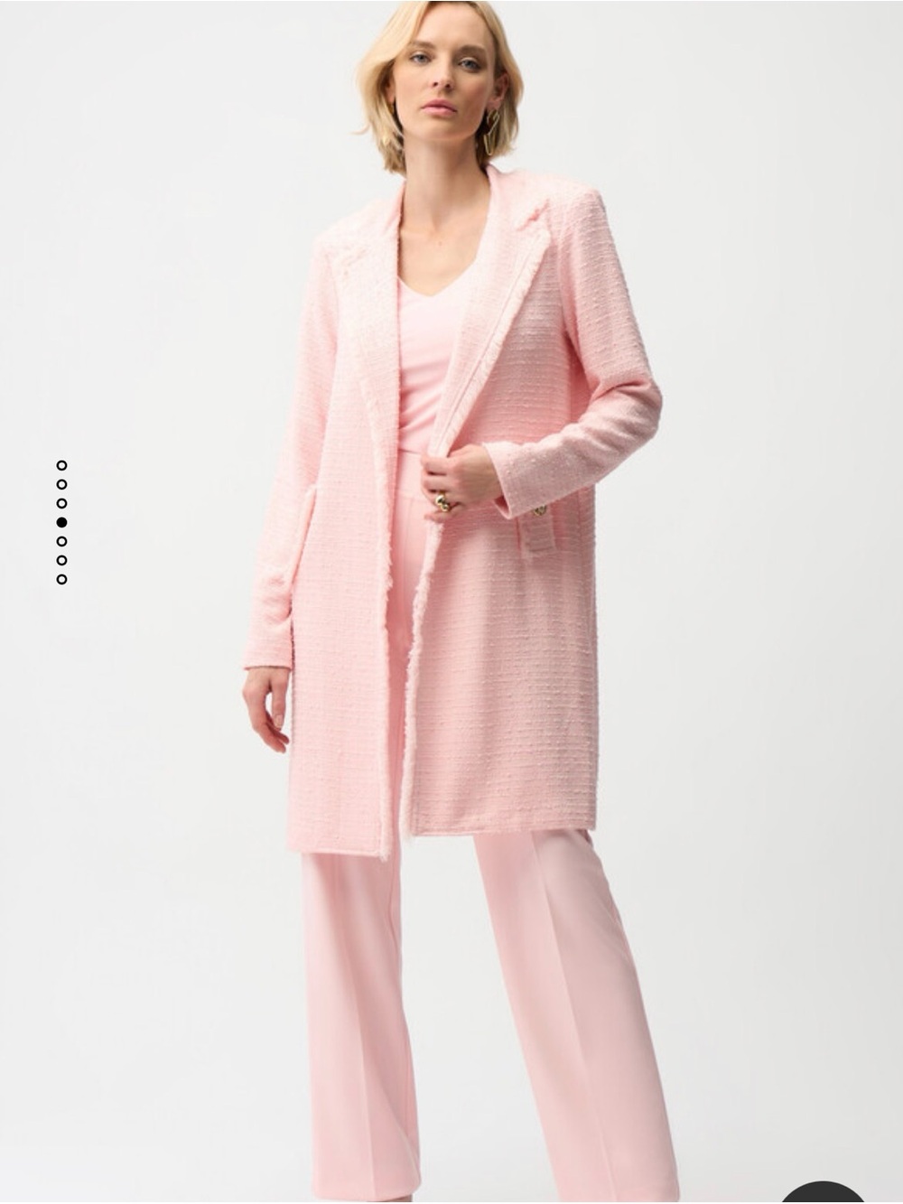 Joseph Ribkoff Light Pink Bouclé Long Coat